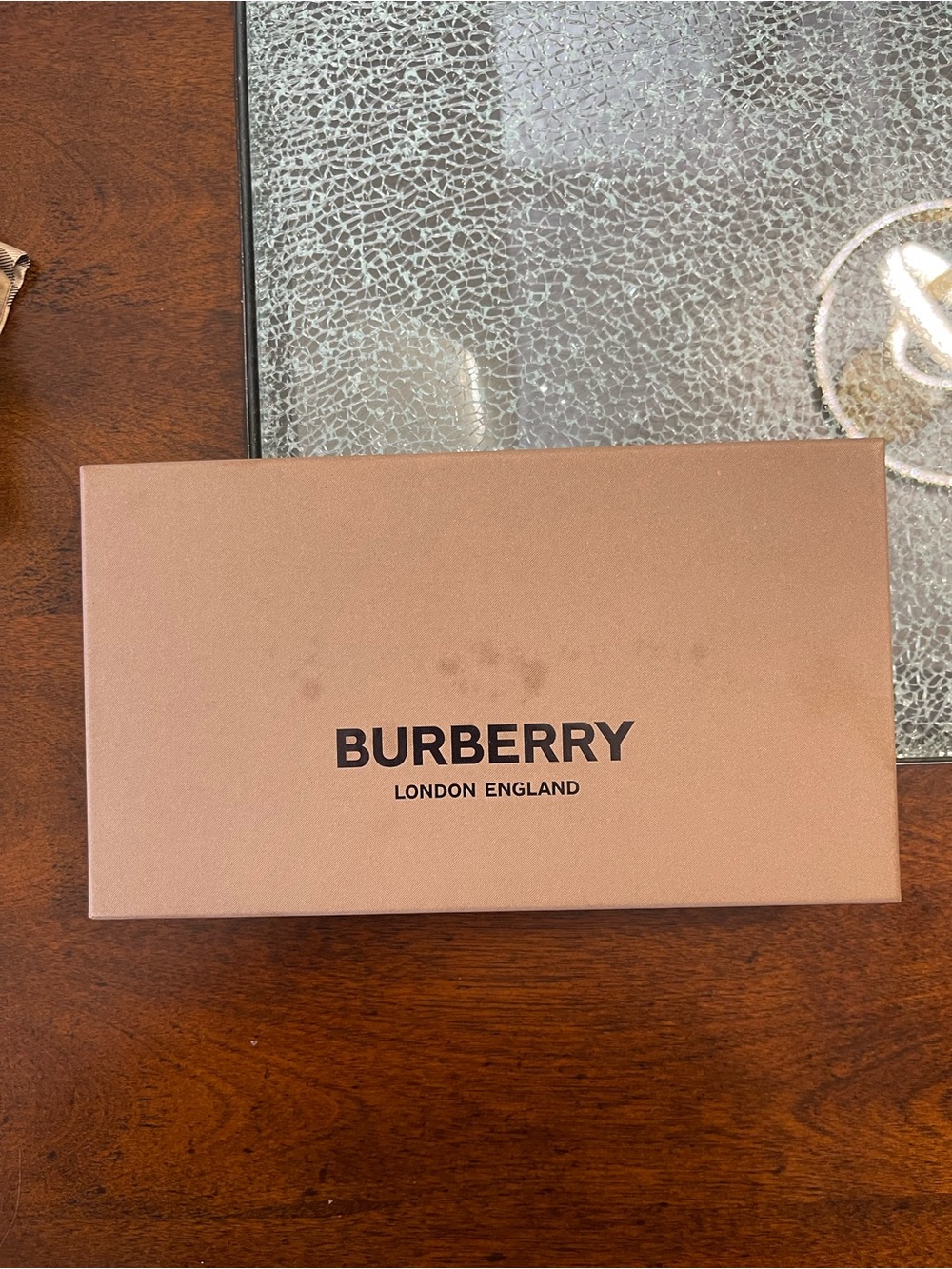 Burberry Beige Plaid Silk Twilly with Light Blue & Red Accents - Picture 6 of 7